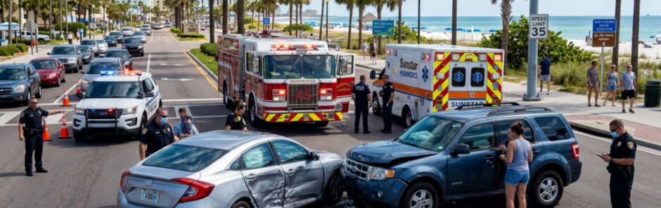 car accident scene in Clearwater Florida - No fault car accident