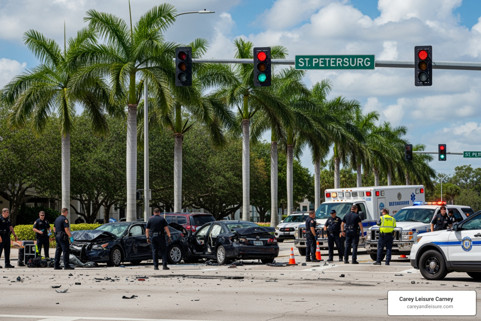 St Petersburg car crash busy intersection