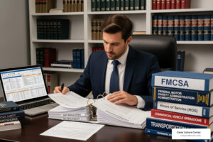 attorney explaining truck accident claim details during a consultation