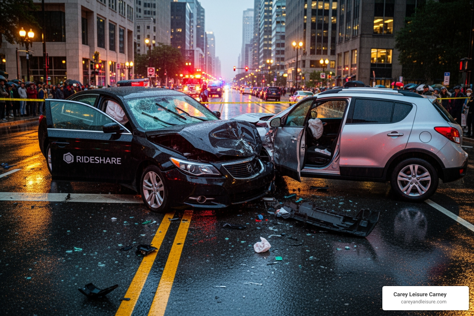 uber accident scene - uber car accident attorneys