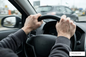 Steering wheel hand impact causing acute wrist strain during auto collision