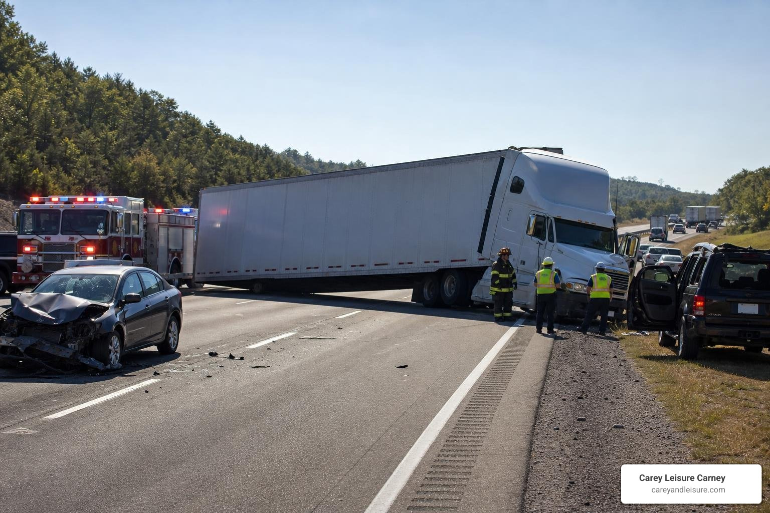 jackknife truck accident on a highway