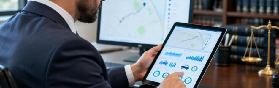 Attorney analyzing rideshare digital evidence and telematics data