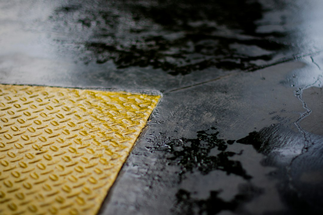 Wet commercial floor without a warning cone