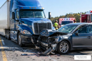 eighteen wheeler collision scene